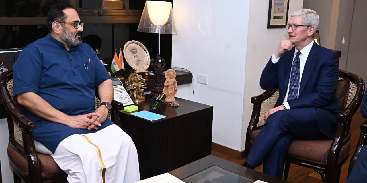 Tim Cook, Rajeev Chandrasekhar discuss boosting manufacturing, exports