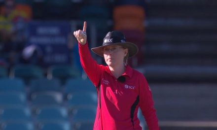 Kim Cotton becomes first female on-field umpire in men’s international cricket