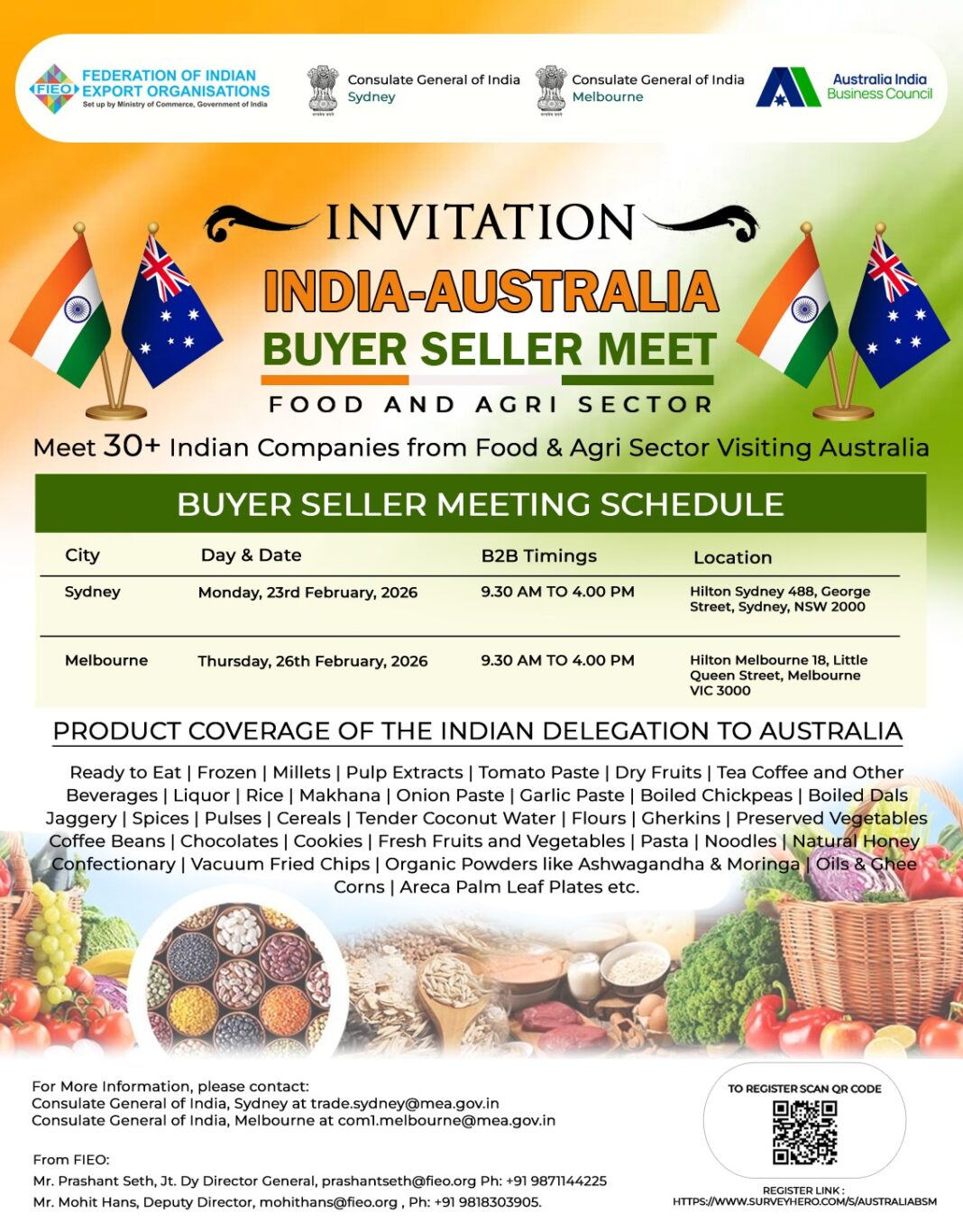Buyer–Seller Meet to showcase Indian food & agri products in Sydney
