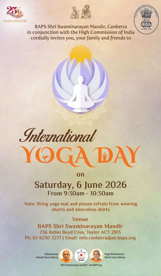 Canberra to host International Day of Yoga celebrations